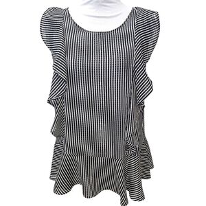 She + Sky Boutique Black and White Striped Women's Top Sleeveless Size M…